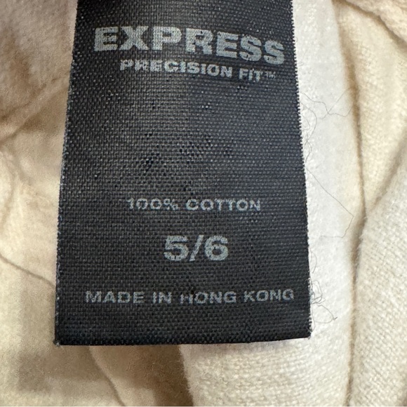 Express Vintage Precision Fit Beige Cotton Pants 5/6 Buckle Back Split Hem - Picture 8 of 8